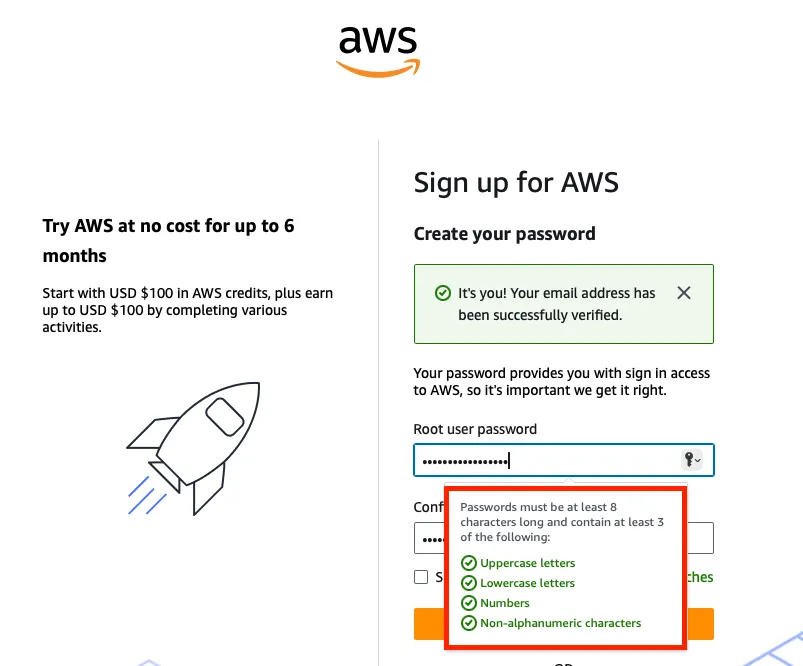 Creación de contraseña
