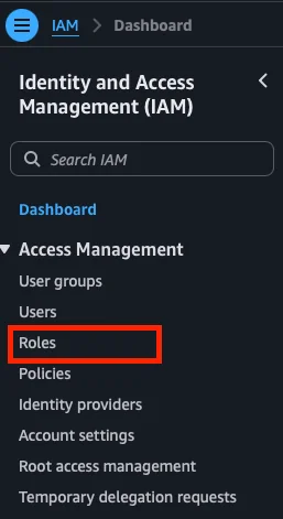 Sección de Roles en IAM