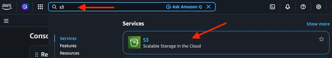 Buscar S3 en la consola de AWS